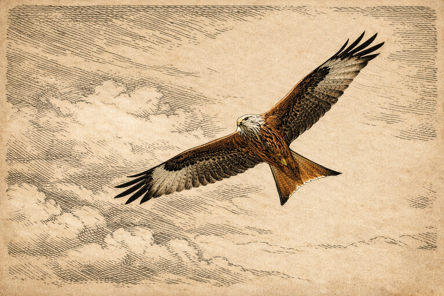 Rotmilan über Buoch - Vintage